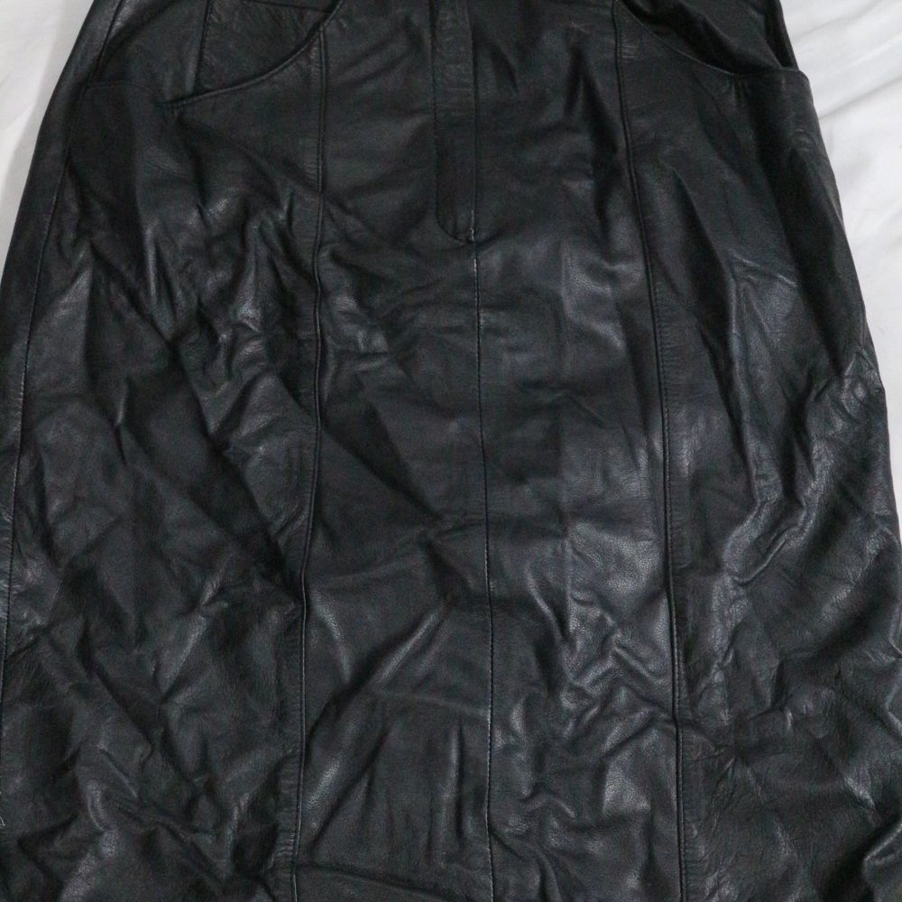 VTG CALLIOPE Leather Works A-Line Rear Slit Skirt Sz 8 - Picture 6 of 13
